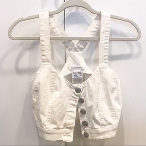 BCBGeneration Off White Cropped Vest